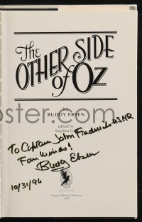 7w0239 BUDDY EBSEN signed hardcover book 1996 his autobiography The Other Side Of Oz!
