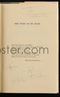 7w0262 PAT O'BRIEN signed hardcover book 1964 autobiography The Wind at My Back, his life and times!