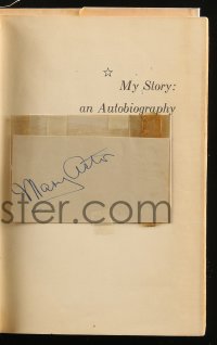 7w0275 MARY ASTOR signed 2x4 index card 1960s inside her hardcover biography Mary Astor My Story!