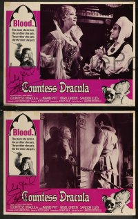 7w0060 COUNTESS DRACULA 8 LCs 1972 TWO signed by Ingrid Pitt, Hammer vampire horror movie!