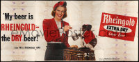 7x0053 RHEINGOLD billboard 1948 great image of pretty girl giving money to monkey!