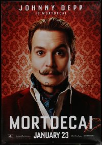7x0208 MORTDECAI DS bus stop 2015 wacky image of Johnny Depp with handlebar mustache!