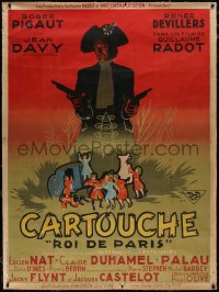 7x0344 CARTOUCHE KING OF PARIS linen French 1p 1950 great art of Roger Pigaut in the title role!
