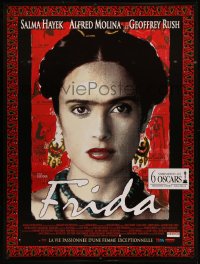 7x0355 FRIDA French 1p 2002 super close up of Salma Hayek as Mexican artist Frida Kahlo!