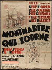 7x0387 MONTMARTRE QUI TOURNE linen French 1p 1932 Alberto Cavalcanti, different art of city and man!