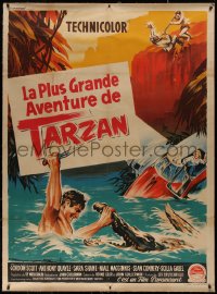 7x0417 TARZAN'S GREATEST ADVENTURE linen French 1p 1960 different Roger Soubie art of Gordon Scott!