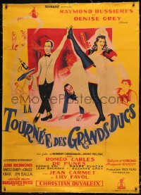7x0420 TOUR OF THE GRAND DUKES linen French 1p 1953 Georges Kerfyser art of Moulin Rouge dancers!