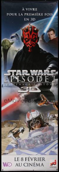 7x0262 PHANTOM MENACE DS French 1p R2012 Star Wars Episode I in 3-D, Anakin in podrace!