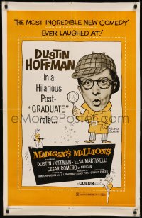 7x0159 MADIGAN'S MILLIONS linen 1sh 1970 art of detective Dustin Hoffman in a post-Graduate release!