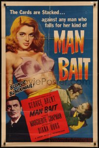 7x0160 MAN BAIT 1sh 1952 best close image of sexiest bad girl Diana Dors in her underwear!