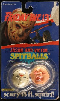 7x0083 FRIDAY THE 13TH spitballs toy 1989 Entertech, Jason and victim, 18 foot squirt!
