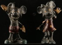 7x0094 MICKEY MOUSE/MINNIE MOUSE cast iron toys 1930s Walt Disney, cool smiling figurines!