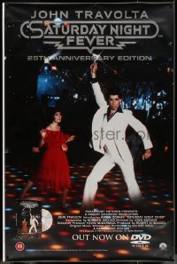 7x0190 SATURDAY NIGHT FEVER DS 47x71 English video poster R2002 John Travolta & Karen Lynn Gorney!