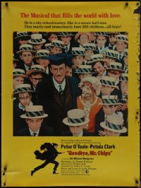 7x0295 GOODBYE MR. CHIPS 30x40 special acetate poster 1969 Petula Clark & Peter O'Toole w/ students!