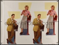 7x0297 ICE CREAM DATE printer's test 41x54 special poster 1950 man enjoying sundae, woman chocolate malt!