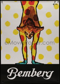 7x0308 J.P. BEMBERG 38x54 Italian advertising poster 1950s clown doing handstand by Rene Gruau!