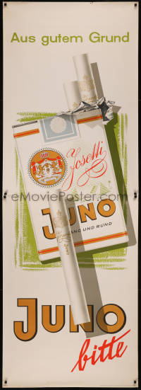 7x0305 JUNO 33x94 German advertising poster 1950s Walter Muller smoking art!