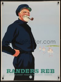 7x0006 RANDERS REB 24x33 Danish advertising poster 1949 great art of sailor smoking pipe!