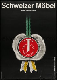 7x0309 SCHWEIZER MOBEL 36x50 Swiss advertising poster 1960s cool image of the crossbow brand!