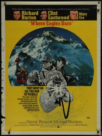 7x0303 WHERE EAGLES DARE 30x40 special acetate poster 1968 Clint Eastwood, Burton, different!