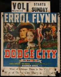 7x0013 DODGE CITY jumbo WC 1939 Errol Flynn, Olivia De Havilland, Michael Curtiz cowboy classic!