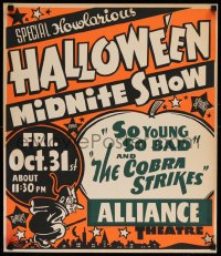7x0010 HALLOWEEN MIDNITE SHOW Spook Show jumbo WC 1952 So Young So Bad & Cobra Strikes, Howlarious!