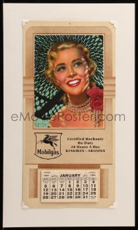 7y0105 BILLY DEVORSS 7x14 calendar 1964 great art of pretty blonde wearing pearl necklace!
