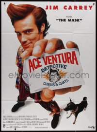 7y0728 ACE VENTURA PET DETECTIVE French 1p 1994 great image of Jim Carrey in his most famous role!