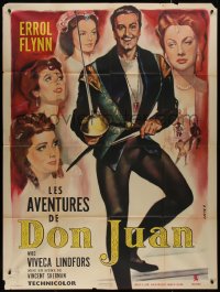 7y0732 ADVENTURES OF DON JUAN French 1p R1960s different art of Errol Flynn by Georges Allard!