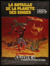 7y0774 BATTLE FOR THE PLANET OF THE APES French 1p 1973 sci-fi artwork of war between apes & humans!