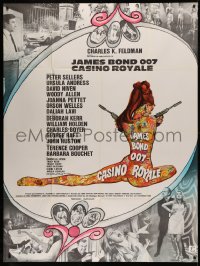 7y0831 CASINO ROYALE French 1p 1967 Bond spy spoof, sexy psychedelic Kerfyser art + photo montage!