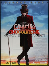 7y0837 CHARLIE & THE CHOCOLATE FACTORY advance French 1p 2005 Tim Burton, Johnny Depp as Willy Wonka!