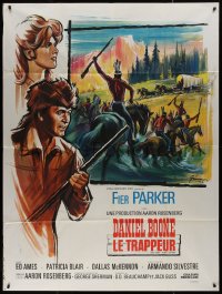 7y0871 DANIEL BOONE FRONTIER TRAIL RIDER French 1p 1967 art of Fess Parker by Boris Grinsson!