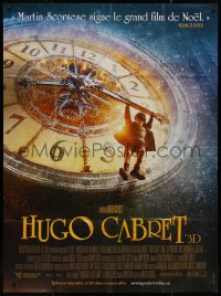 7y0986 HUGO French 1p 2011 Martin Scorsese, great image of Asa Butterfield hanging from huge clock!
