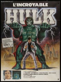 7y0998 INCREDIBLE HULK French 1p 1979 great different artwork of Bill Bixby & Lou Ferrigno!