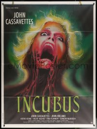 7y0999 INCUBUS French 1p 1981 John Cassavetes, wild horror artwork of bloody screaming woman, rare!