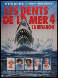 7y1006 JAWS: THE REVENGE French 1p 1987 great different shark artwork + top cast portraits!