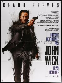 7y1008 JOHN WICK teaser French 1p 2014 cool full-length close up of Keanu Reeves pointing gun!
