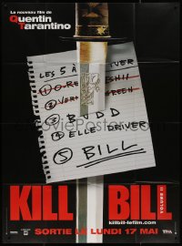 7y1018 KILL BILL: VOL. 2 teaser French 1p 2004 Quentin Tarantino, great image of sword & the list!