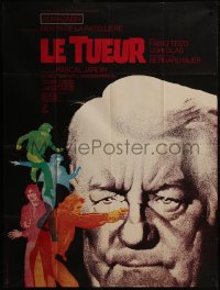 7y1019 KILLER French 1p 1972 Le Tueur, cool image of Jean Gabin + colorful artwork!