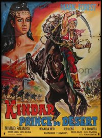 7y1023 KINDAR THE INVULNERABLE French 1p 1966 cool Stefano art of Mark Forest & Rosalba Neri!