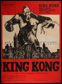 7y1024 KING KONG French 1p R1960s Deflandre art of the giant ape holding Wray over New York!