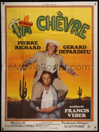 7y1033 LA CHEVRE style A French 1p 1981 wacky image of Gerard Depardieu & Pierre Richard in desert!
