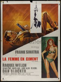 7y1038 LADY IN CEMENT French 1p 1969 different art of Frank Sinatra & sexy Raquel Welch by Grinsson!