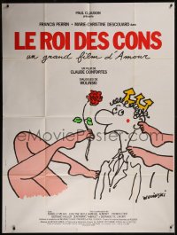 7y1055 LE ROI DES CONS French 1p 1981 Wolinski art of King of Idiots with sexy female legs!
