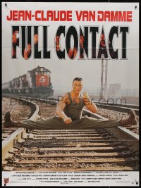 7y1067 LIONHEART French 1p 1991 Jean-Claude Van Damme doing splits on train tracks, Full Contact!