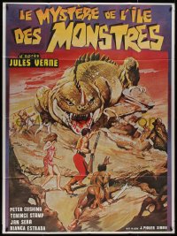 7y1116 MYSTERY ON MONSTER ISLAND French 1p 1983 different sci-fi/fantasy art with giant lizard!