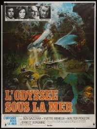 7y1121 NEPTUNE FACTOR French 1p 1973 great sci-fi art of giant fish & sea monster by John Berkey!
