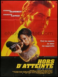 7y1140 OUT OF SIGHT DS French 1p 1998 Steven Soderbergh, George Clooney, Jennifer Lopez with gun!