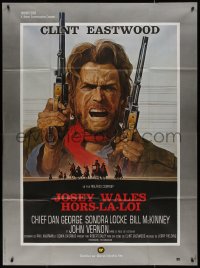 7y1142 OUTLAW JOSEY WALES French 1p 1976 Clint Eastwood is an army of one, cool double-fisted art!